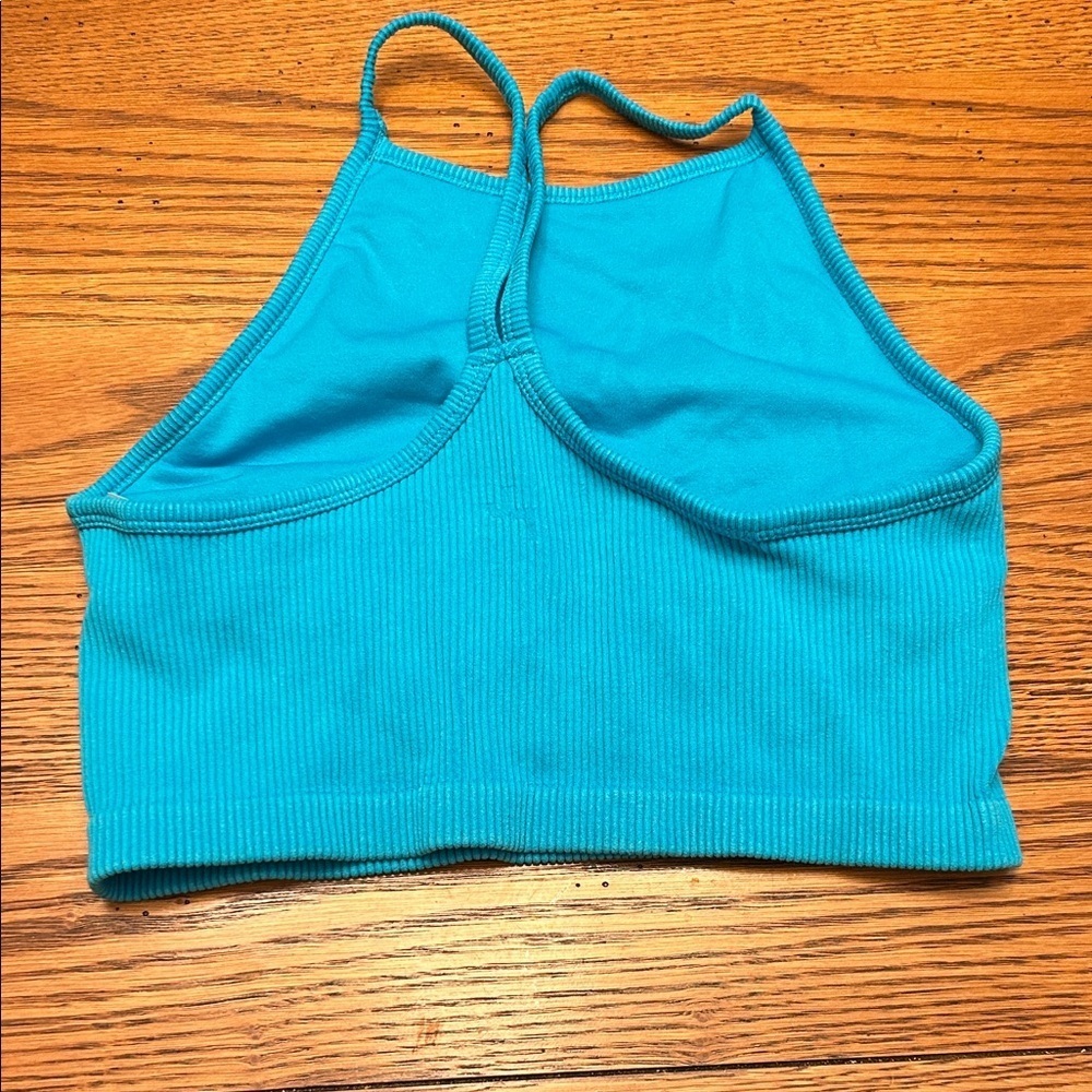 Teal Ribbed Crop Top - Picture 2 of 3
